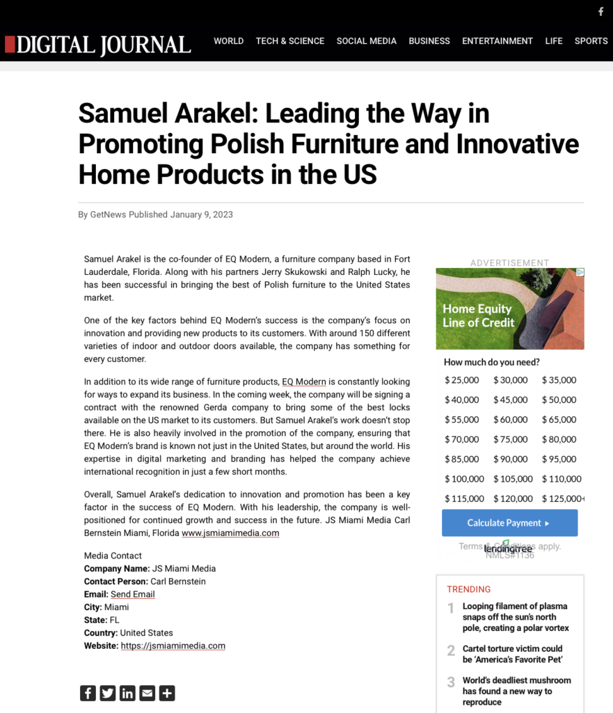 Samuel Arakel Digitaljournal 2023